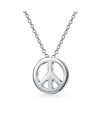 Bling Jewelry Tiny Symbol World Peace Sign Pendant Necklace Yellow Gold Plated .925 Sterling Silver