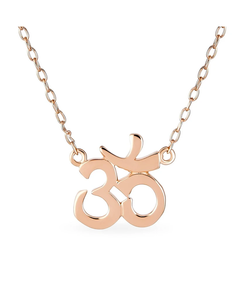 Bling Jewelry Sanskrit Aum Om Pendant Necklace 14K Gold Rose Plated Sterling Silver Harmony Yoga