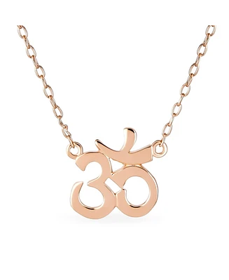 Bling Jewelry Sanskrit Aum Om Pendant Necklace 14K Gold Rose Plated Sterling Silver Harmony Yoga