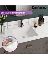 DeerValley Ursa 19.88" X 15.59 " White Rectangular Vitreous China Undermount Bathroom Sink with Overflow