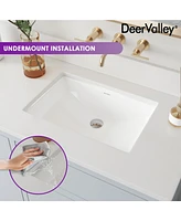 DeerValley Ally 21" x 15'' Undermount Bathroom Sink, Rectangular Bathroom Sink with Overflow