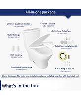 DeerValley Bathroom Toielt, One-Piece Toielt Dual-Flush Elongated Floor Mounted Toilet with White Glazed Surface(Seat Included)