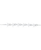 Bling Jewelry Dainty Celestial Chain Link Bracelet with Stars Sterling Silver 7-7.5 Inch