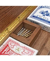 We Games 3 Track Sprint Cabinet Cribbage Set with Metal Pegs & 2 Card Decks