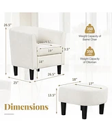 Barrel Chair with Ottoman Footrest Curved Backrest Armrests Removable Seat Cushion