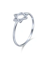 Bling Jewelry Minimalist Silver Ring with Star of David Judaic Knuckle Band Sterling