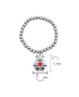 Bling Jewelry Medical Id Bracelet with Teddy Bear Charm and Silver Tone Beads