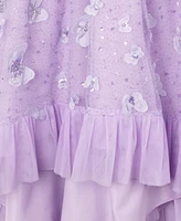 Rare Editions Toddler and Little Girls High-Low 3D Butterfly Sequin Mesh Social Dress