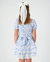 Rare Editions Big Girls Toile Dress with Lace Trims
