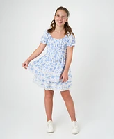 Rare Editions Big Girls Toile Dress with Lace Trims