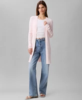 Calvin Klein Women's Cotton Ribbed Open-Front Duster Cardigan