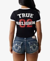 True Religion Women's Sporty Logo Baby Crewneck T-Shirt