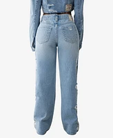 True Religion Women's Heavily Destroyed Bobbi Baggy Jeans