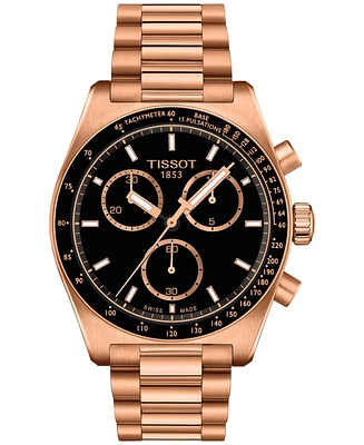 Tissot Men's Swiss Automatic Chronograph PR516 Rose Gold Pvd Stainless Steel Bracelet Watch 41mm