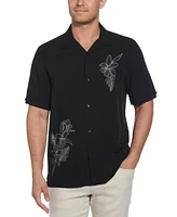 Cubavera Men's Short Sleeve Embroidered Floral Button-Front Camp Shirt