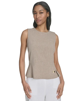 Halston Women's Sleeveless Side-Pleat Peplum Top