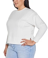 Belldini Plus Scuba Knit Drop-Shoulder Top