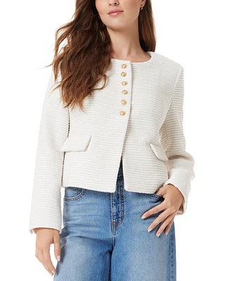 Sam Edelman Women's Olive Collarless Boucle Jacket