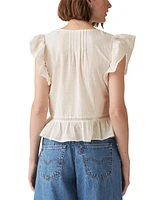 Levi's Women's Aniston Cotton Ruffled Flutter-Sleeve Blouse
