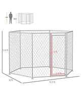 PawHut 13.4' x 11.5' x 5.6' Dog Kennel Outdoor W/ Lockable Door