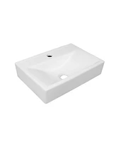 DeerValley 18'' x 12'' White Rectangular Ceramic Wall Mount Bathroom Sink with Faucet Hole