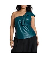 Eloquii Plus Faux Leather Bow Top