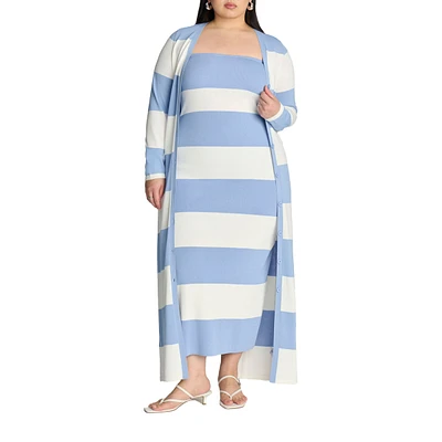 Eloquii Plus Long Striped Cardigan