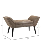 Homcom Button Tufted Bench w/ Armrest & Wooden Frame for Bedroom or Entryway