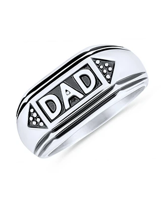 Bling Jewelry Mens Stainless Steel Word Statement Band Signet Dad Ring for Father's Day Gift