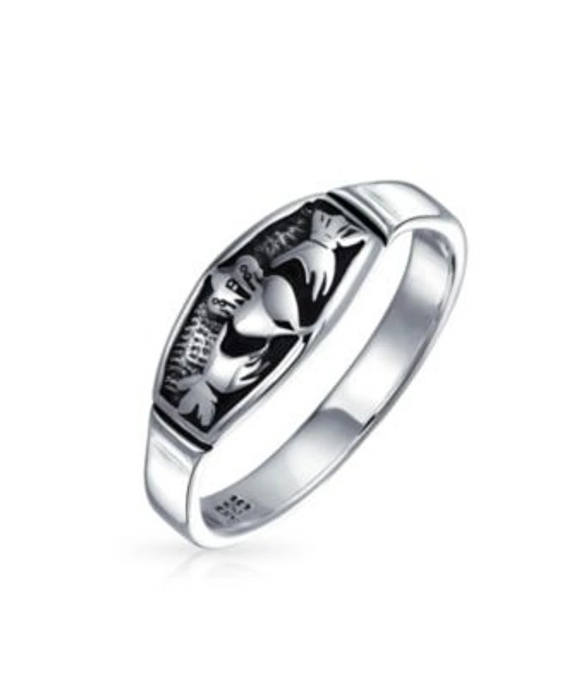 Bling Jewelry Bff Celtic Irish Claddagh Band Silver Ring Oxidized Sterling