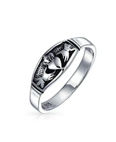 Bling Jewelry Bff Celtic Irish Claddagh Band Silver Ring Oxidized Sterling