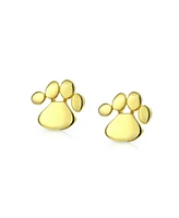 Bling Jewelry Bff Animal Lover Puppy Kitten Foot Print Pet Dog Cat Paw Stud Earrings Gold Plated .925 Sterling Silver