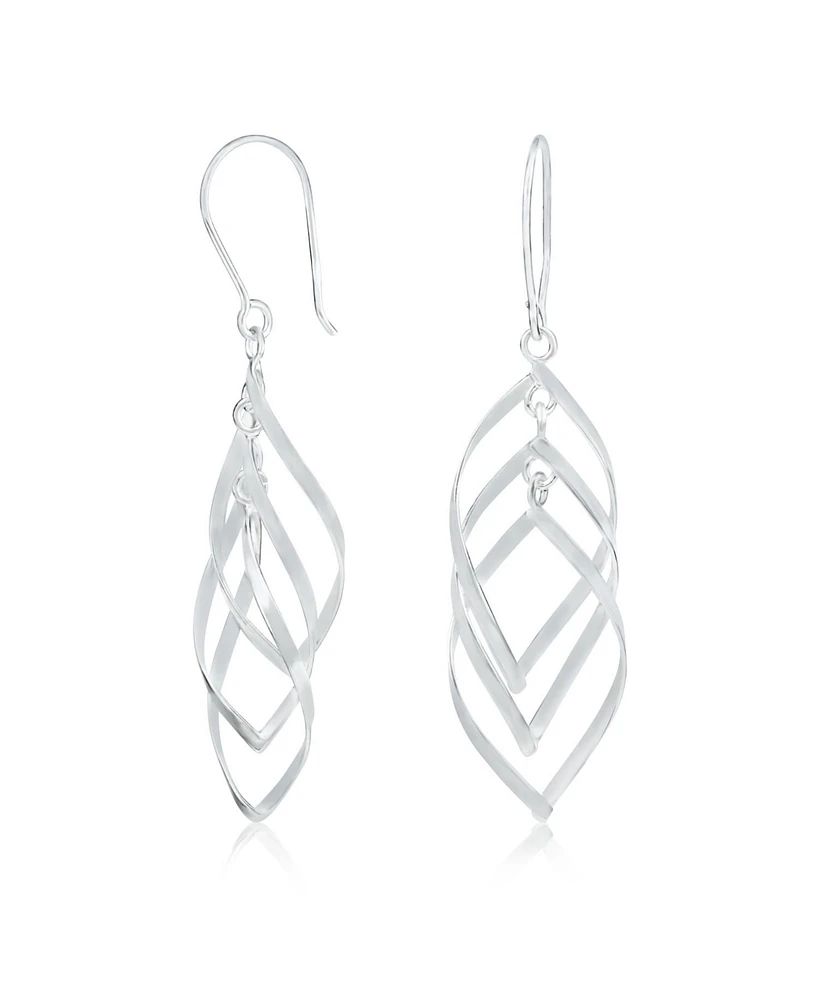 Bling Jewelry Trendy Swirl Wire Dangle Earrings Multi Teardrop Layer Sterling Silver