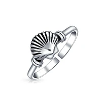 Bling Jewelry Nautical Aloha Hawaiian Beach Clam Shell Midi Toe Ring Oxidized Sterling Silver