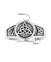 Bling Jewelry Unisex Silver Ring with Viking Celtic Infinity Knot Triquetra Signet Design