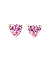 Bling Jewelry 1CT Cubic Zirconia Solitaire Heart Shaped Cz Stud Earrings .925 Sterling Silver 7MM
