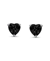 Bling Jewelry 1CT Cubic Zirconia Solitaire Heart Shaped Cz Stud Earrings .925 Sterling Silver 7MM