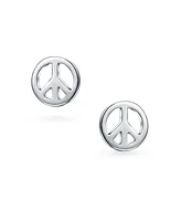 Bling Jewelry Dainty World Peace Sign Stud Earrings in 14K Gold & Sterling Silver