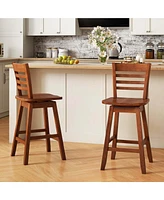 4 Pcs 24.5" Counter Height Bar Chairs Swivel Stools with Hollow Backrest