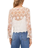 Vince Camuto Women's Lace Boat-Neck Flare-Sleeve Top