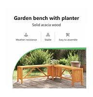 Patio Corner Bench with Planter 46"x46"x15.7" Solid Acacia Wood