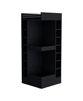 Lamer Corner Bar Cabinet with Wine Rack and Open Shelf, Natural Oak
