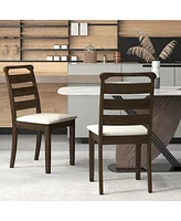 Polyester Upholstered Wooden Dining Chair Set of 2