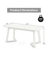 Modern Entryway Bench Long Dining Bench with Rubber Wood Legs