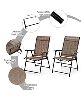 Gymax Set of 4 Folding Portable Patio Chairs Yard Outdoor w/ Armrests & Backrest