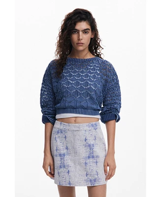 Desigual Women's Cropped openwork sweater