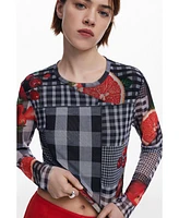 Desigual Women's Vichy tulle fruit T-shirt