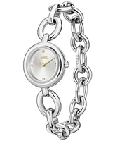 Hugo Boss Women's Live Quartz Slim Silver-Tone Stainless-Steel Watch, 28mm