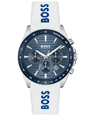 Hugo Boss Men's Strike Quartz Chronograph White Silicone Watch, 41mm