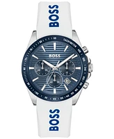 Hugo Boss Men's Strike Quartz Chronograph White Silicone Watch, 41mm